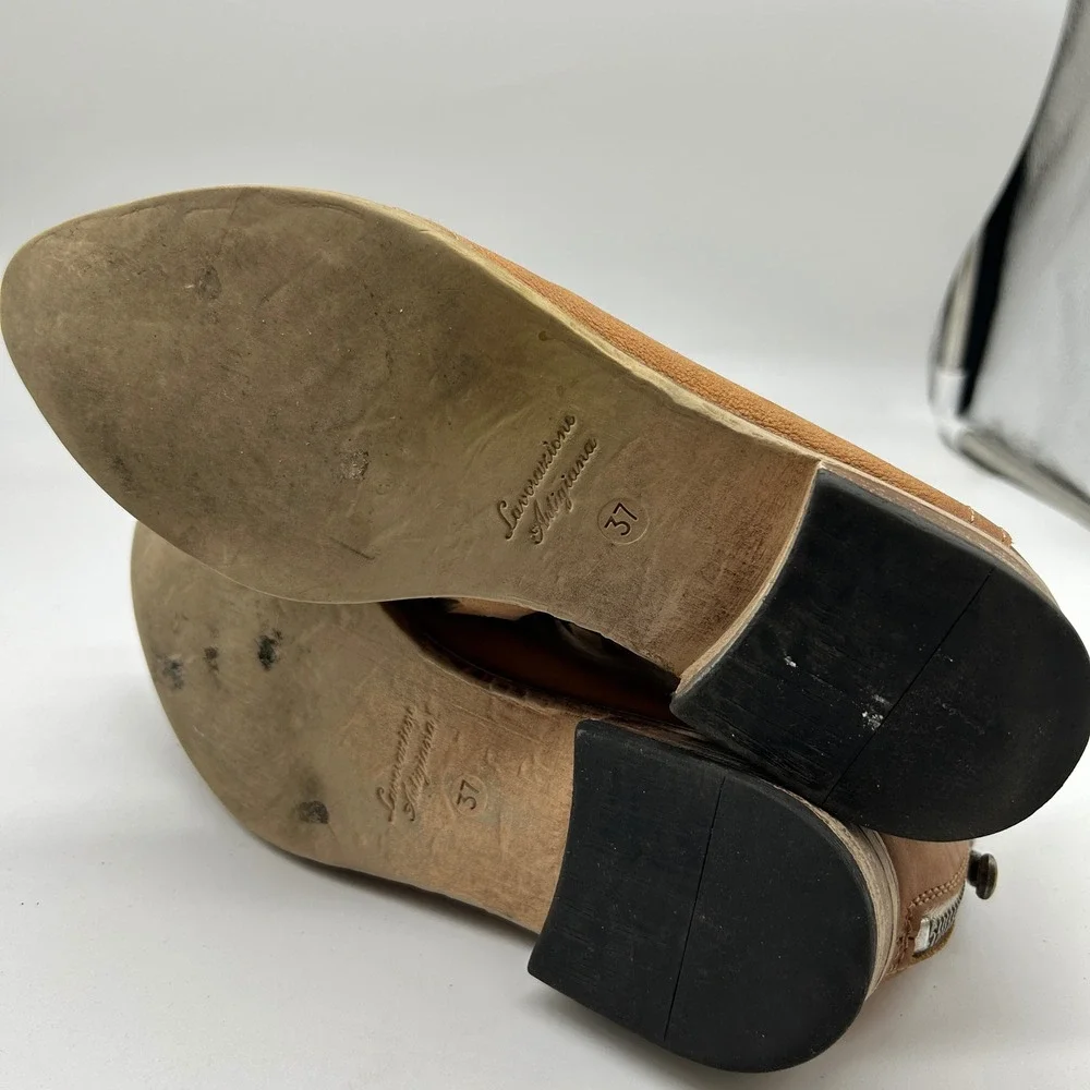 Free People Brown Leather‎ Strappy Ankle Booties Zipper Women's Size 6.5 - Picture 3 of 6